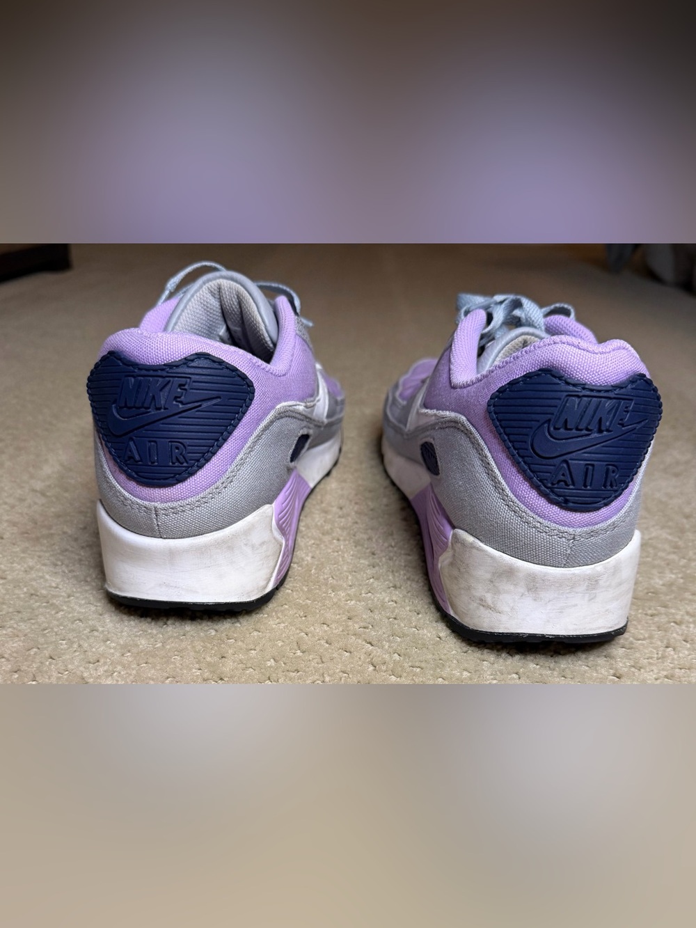 Nike Air Max 90 Women’s Lavender, Gray & Black Shoes - Picture 3 of 5